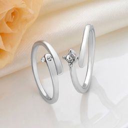 JOKER & WITCH Set Of 2 Stones Studded Erik & Christine Diamond Couple Rings-image-42