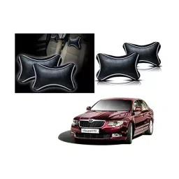 Auto Pearl Black Dots CV Car Neck Rest Pillow Compatible for Skoda Superb-27