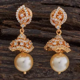 Kushal's Fashion Jewellery Gold-Plated Dome Shaped Cubic Zirconia Jhumkas-18