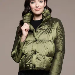 Label Ritu Kumar Women Solid Puffer Jacket-picture-23