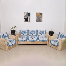 Aura Blue Polyester Sofa Cover-image-76