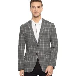 Van Heusen Grey Checks Slim Fit Blazer-image-45