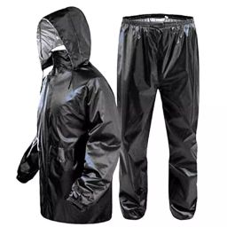 Kalibar Long Overcoat Black Polyester Rain Coat-41