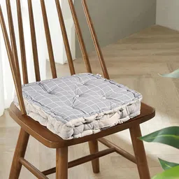 Kuber Industries Grey & Maroon 6 Pieces Striped Cotton Chair Pads-13