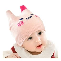 SYGA  Autumn Winter Cotton Knitted Baby Wool Cap Pink - Diameter 9 cm-picture-24