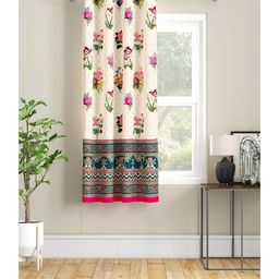SEJ by Nisha Gupta Single Abstract Eyelet Window Curtain - Cream-image-44