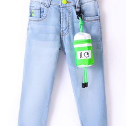 Little Kangaroos  Straight Fit Full Length Stretchable Jeans with Removable Pouch - Ice Blue-image-96