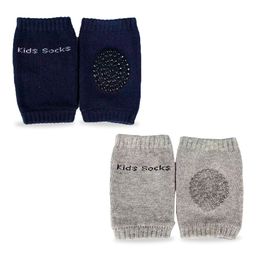 Chinmay Kids Knee Pads with Anti-Slip Padded Stretchable Elastic Cotton Soft Comfortable Pack of 2  - Dark Blue & Grey-86
