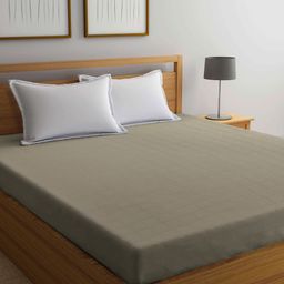 Arrabi Solid TC Cotton Blend 210 GSM Double Bed Size Mattress Protector - Brown-image-48