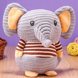 Zoe Crochet Elephant Toy with T-Shirt Grey - Height 17.5 cm-13