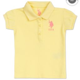 US Polo Assn Cotton Knit Half Sleeves T-Shirt Logo  Print- Yellow-image-55