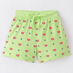 Ollypop Cotton Sinker Knit Shorts Heart Print - Green-picture-3