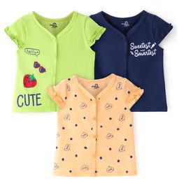 Doodle Poodle 100% Cotton Single Jersey Cap Sleeves Jhablas Text Print Pack of 3 - Multicolour-image-39