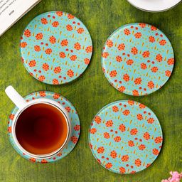 Kolorobia Babur Round Glass Coaster-Green-image-11