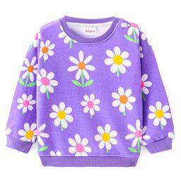 Babyhug Cotton KnitFull Sleeves Sweatshirt with Floral Print - Purple-image-38