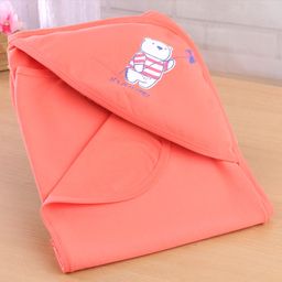 Simply Interlock Cotton Knit Hooded Bear Printed Towel & Wrapper L 80 x B 80 cm - Coral-image-12