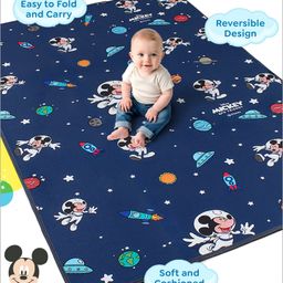 Babyhug Disney Premium Reversible Foldable Waterproof Floor mat- 6ftx4ft|Thickness 8mm|Space Theme|Colorful|Learn and Play Mat|Soft Foam| Anti-Slip Mat|Baby Massage| Carry Bag|BIS Certified-15