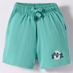 Doreme Single Jersey Knit Above Knee Length Shorts With Amore Print - Mint-image-82