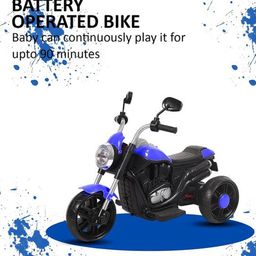 Ayaan ToysBattery Operated Ride On Bike for Kids with Music and Lights, Child with Foot Accelerator- Blue-image-90