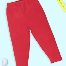 Kiddopanti Cotton Lycra Solid Capris - Dark Coral-image-43