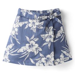 CrayonFlakes Rayon Floral Printed Bow Applique Detailed Skort - Blue-image-58