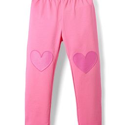 Babyhug Cotton Lycra Knit Full Length Leggings with Heart Embroidery - Pink-image-30