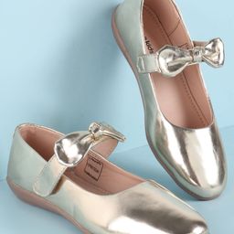 Pine Kids Ballerina with Bow Applique & Velcro Closure - Golden-image-84