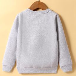 Lazy Bones Fleece Knit Full Sleeves Sweatshirt With Floral & Text Print - Light Grey image 2