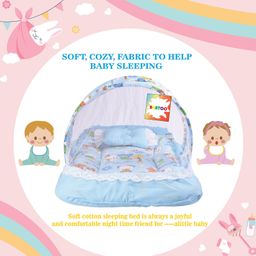Kwitchy New Born Baby Bedding Set Combo Mattress with Net Sleeping Bag - Blue image 3