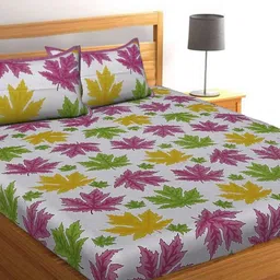 Aura White And Green Printed Pure Cotton 144 TC Queen Bedsheet Set 2.10 m X 2.30 m-image-59