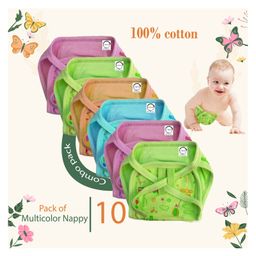 chrish Chirsh Baby Cloth Single Layer Nappies Washable Reusable Diapers Pack Of 10 (0-4 Months) - Multicolor image 4