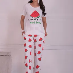 NAP STORY Watermelon Printed Half Sleeves T-Shirt and Pyjama Nightsuit-picture-21