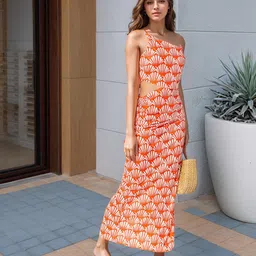 Stylecast X Hersheinbox Print One Shoulder Maxi Dress With Cut-Out Detail-image-18