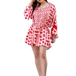 Pretty Loving Thing Red Satin Printed Robe And Lingerie Set-image-20