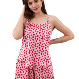 Pretty Loving Thing Red Satin Printed Top & Shorts Set-image-22