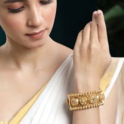 Peora Gold Traditional Synthetic Stone Dome Openable Kada Bangle-image-30