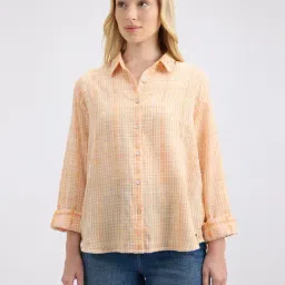 Pepe Jeans Orange Check Full Sleeve Shirt-picture-1