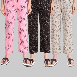 TRENDY WORLD Pack of 3 Printed Pyjamas-image-63