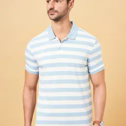 Byford by Pantaloons Blue Slim Fit Striped Polo T-Shirt-picture-37