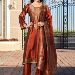 Stylee LIFESTYLE Embellished Pure Silk Unstitched Dress Material-image-8