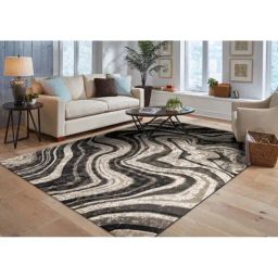Ddecor Rugs Grey Polypropylene Abstract Rugs-11