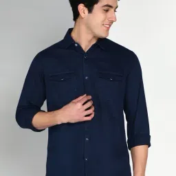 Kuons Avenue Dark Blue Slim Fit Denim Shirt-picture-34