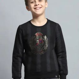Monte Carlo Boys Printed Black Round Neck Full Sleeve Sweatshirt-picture-25