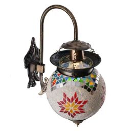 Homesake White Metal & Glass Turkish Mosaic Wall Lamp - Set of 1 (Bulb not included)-image-84