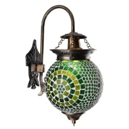 Homesake Green Metal & Glass Turkish Mosaic Wall Lamp - Set of 1 (Bulb not included)-image-90