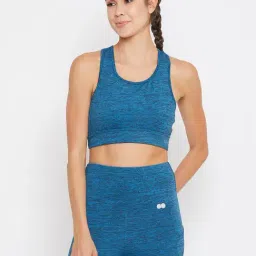 Clovia Blue & Black Non Wired Padded Sports Bra-picture-47
