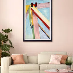 999store Blue & Yellow Modern Abstract Printed Canvas Painting-37