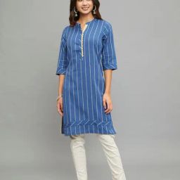 paislei Blue Stripes A Line Kurta-picture-14