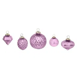 Home4U Purple Glass 7.5 cm Jingle Christmas Ornaments - Set of 5-image-65