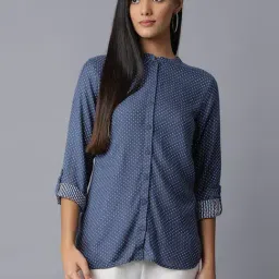 W Navy Printed Shirt-image-59